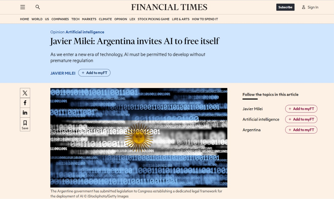 Financial Times article about artificial intelligence and Argentina